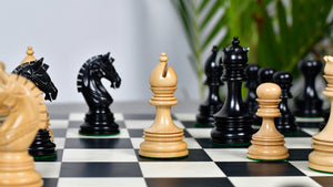Indian Chetak II Customized Lead Weighted Luxury Chess Pieces in Ebony wood / Boxwood - 4.3" King extra Queens