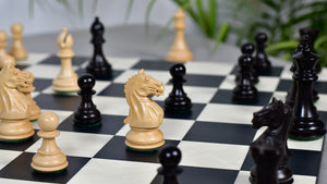 Fierce Knight (Queens's Gambit Series) Staunton Wooden Chess Pieces in Indian Ebonized Wood & Box Wood - 3.5" King