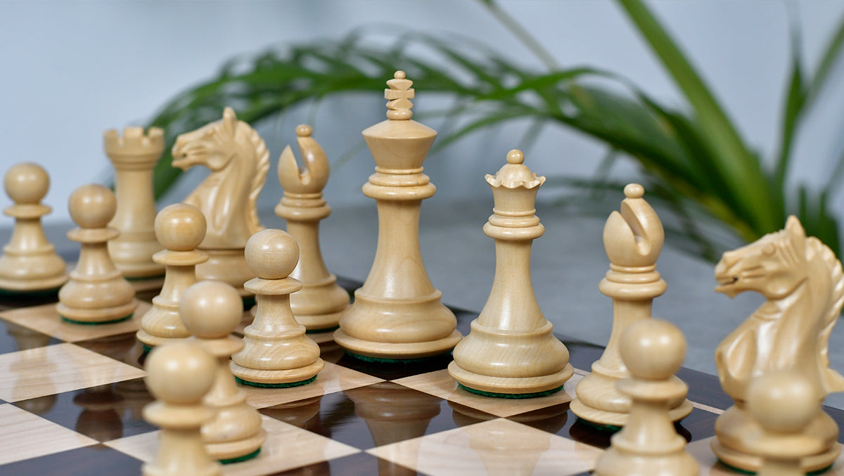 Fierce Knight (The Queen's Gambit) Staunton Wooden Chess Pieces in Indian Rosewood & Box Wood - 3.5" King