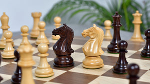 The Supreme Series (The Queens's Gambit) Staunton Weighted Chess Pieces in Acacia Wood & Indian Boxwood 4 inch King - 1400 GMS
