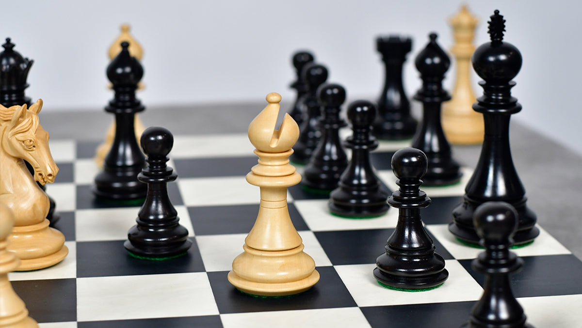 The Shera Series Staunton Triple Weighted Chess Pieces V2.0 in Ebony / Box Wood - 4.5" King