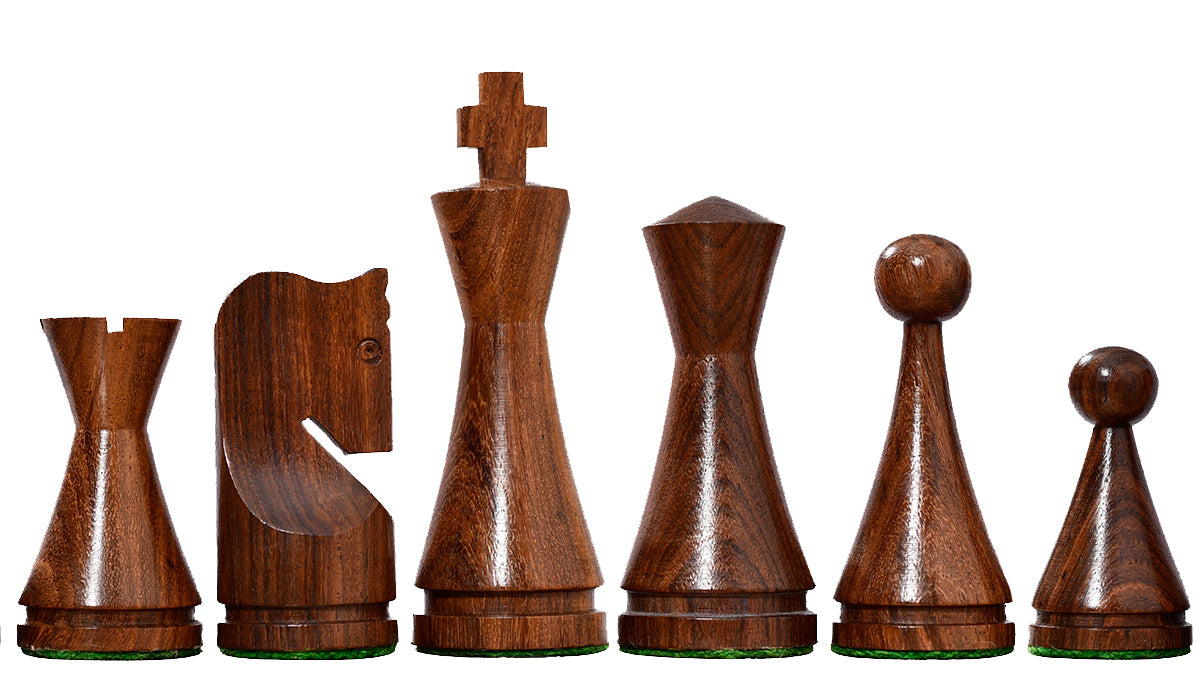 19th Century Classic Series Weighted Cone Shaped Chess Pieces in Sheesham & Box Wood - 4.09" King