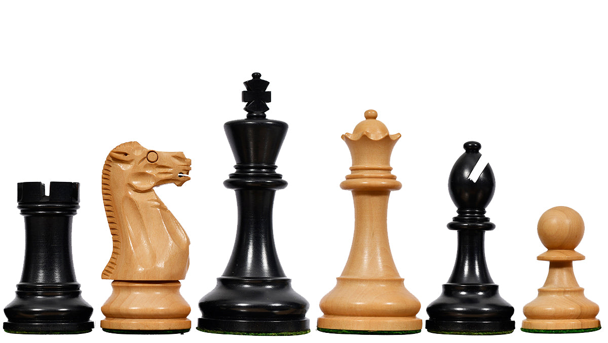 The Grandmaster Staunton Series Chess Pieces - 3.75" King in Ebonized Boxwood & Natural Boxwood - 1100 grams