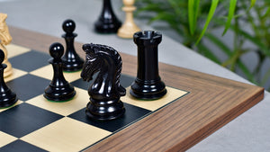Combo Of 4.4 Inch Luxury Imperial Collector Series Artisan Chess Pieces Triple Weighted in Ebony and Boxwood With Wooden Black Dyed Poplar Sycamore Chess Board
