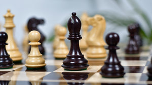 4.0" Desert Gold Staunton Series Wooden Chess Pieces in Rosewood & Box Wood - 1300 Grams