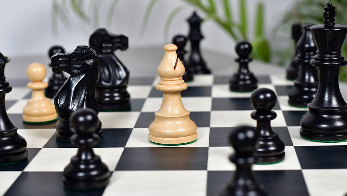 Smokey Staunton Series Chess Pieces in Ebonized boxwood & Natural Boxwood- 3.8" King
