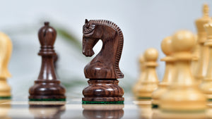 The Leningrad Club-Sized Wooden Chess Pieces in Indian Rosewood & Boxwood- 4.0" King