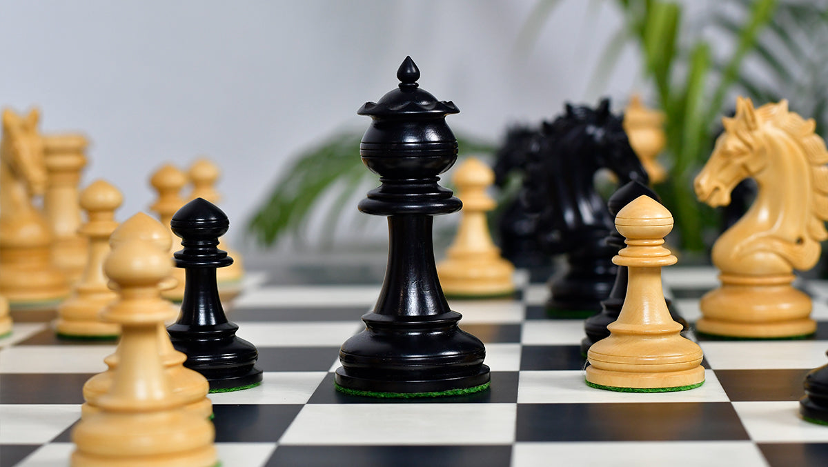The Artisan Knight Handcrafted Luxury Wooden Chess Pieces In Ebony Wood & Natural Boxwood - 4.4" King