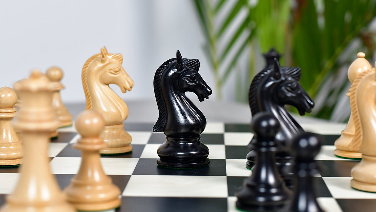 The Candidates Series Staunton Chess Pieces in Ebony / Box Wood - 3.75" King