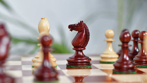 Reproduced 3.5" King Size William Hamlett Wooden Chess Pieces in Bud Rosewood / Boxwood