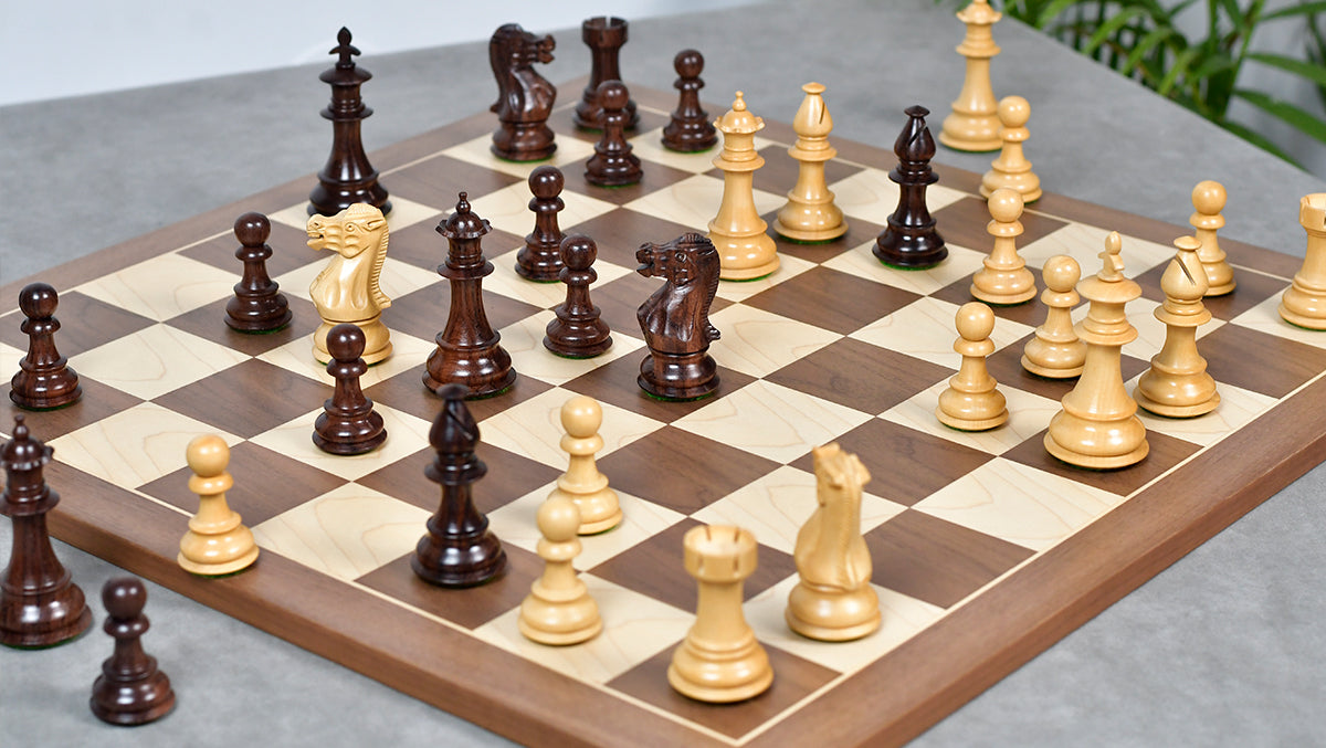 3.7'' British Staunton Series Wooden Chess Pieces in Anjan Wood & Box Wood - 1200 Grams
