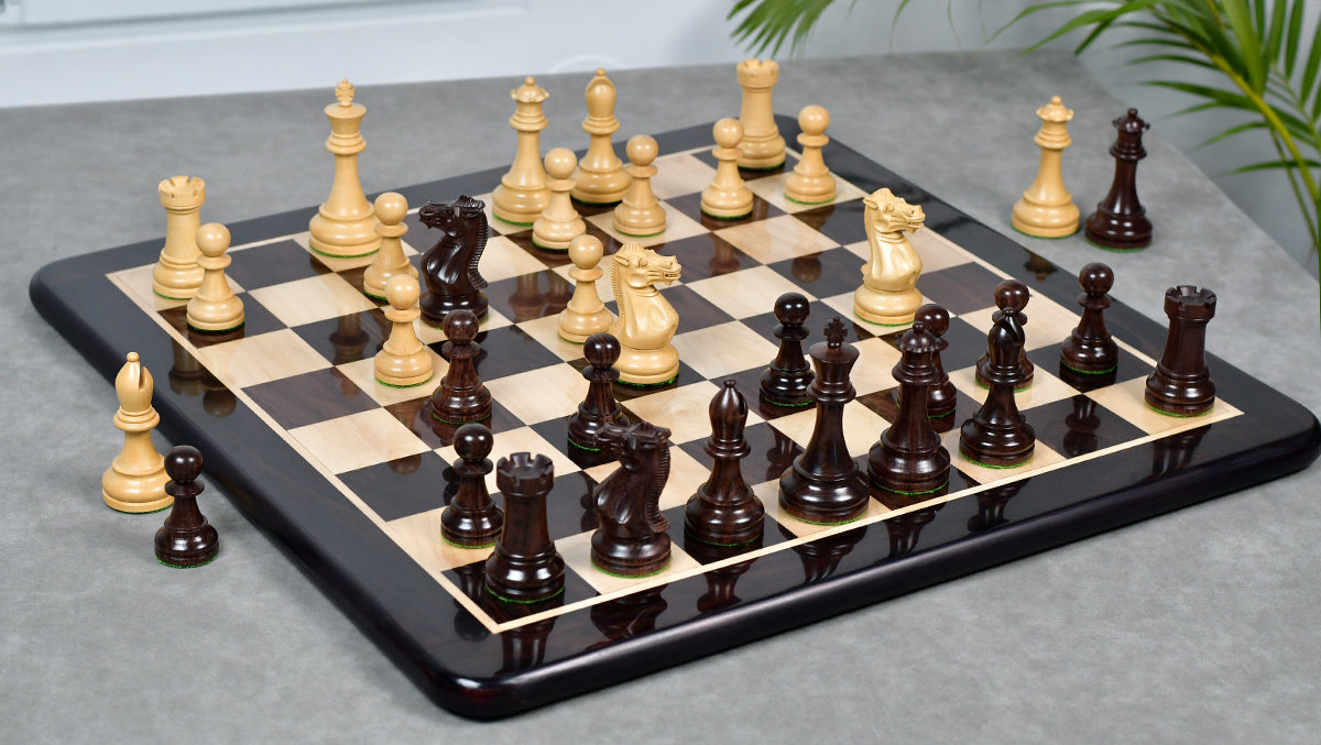4.0'' Prestige Staunton Series Weighted Chess Pieces in Anjan Wood & Box Wood - 1560 Grams