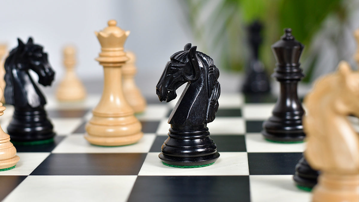 Columbian Staunton Series Chess Pieces in Ebony Wood & Box wood - 3.8" King