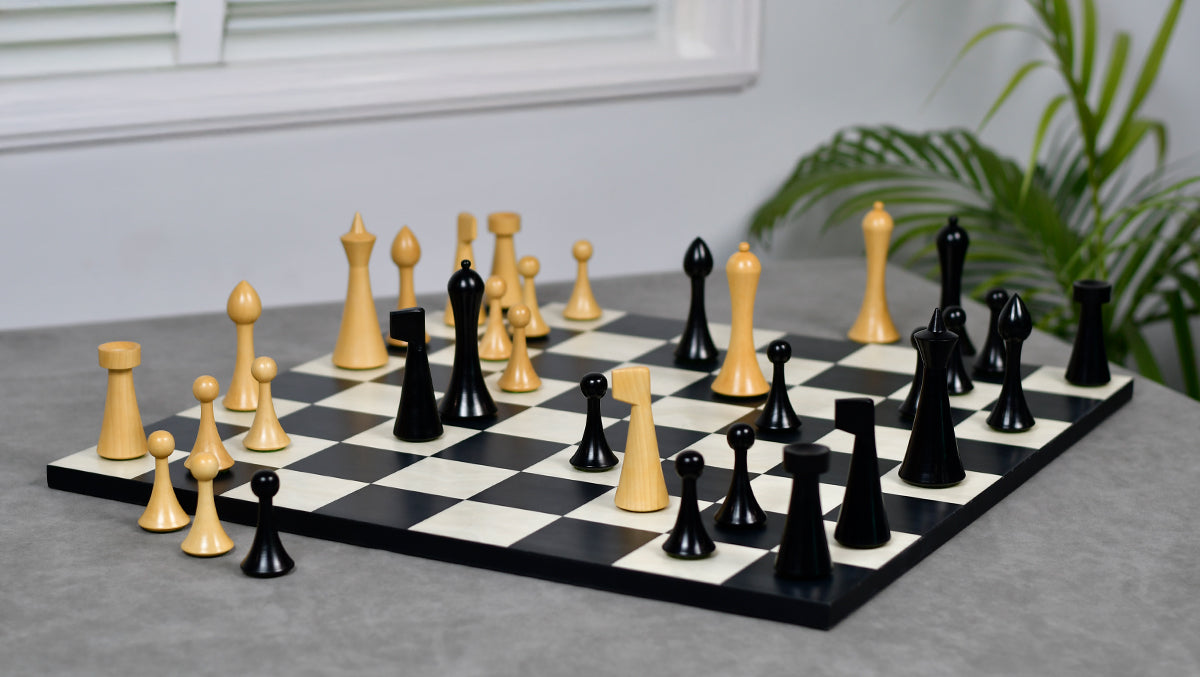 3.75'' Herman Ohme Minimalist Chess Set – Weighted Ebonized Boxwood – Pieces Only