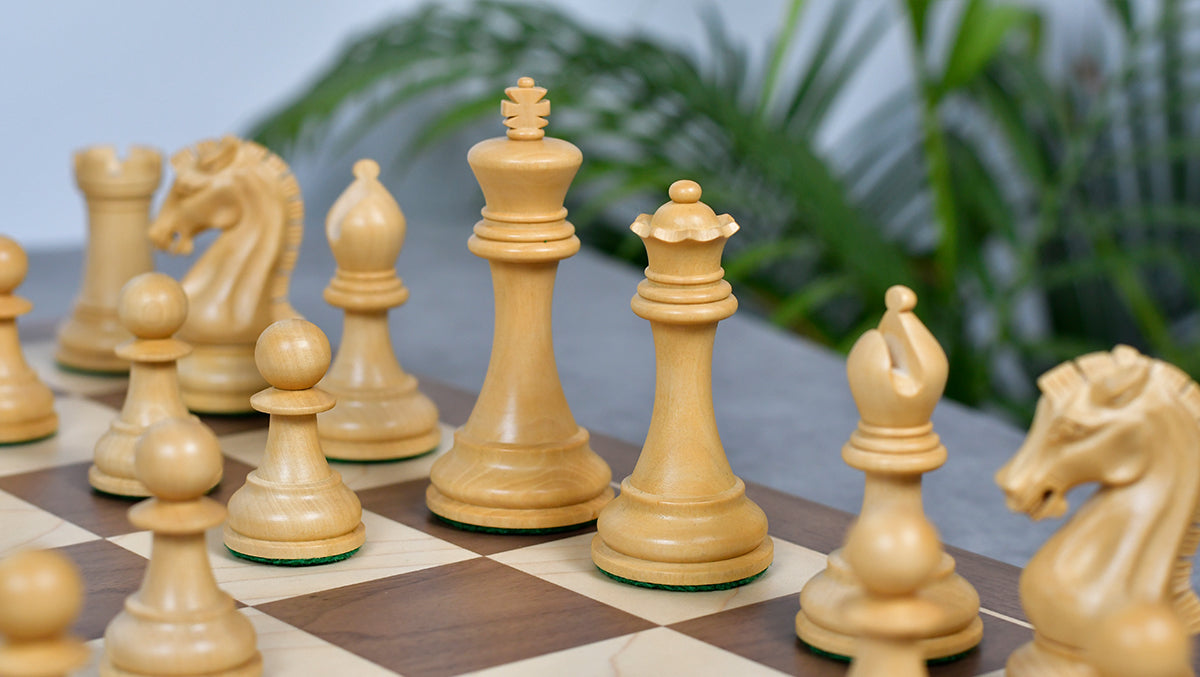 Craftsman Knight Staunton Chess Pieces in Sheesham Wood & Boxwood - 3.9" King - Best Seller