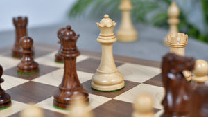 The Grandmaster Staunton Series Chess Pieces In Sheesham & Natural Boxwood - 3.75" King