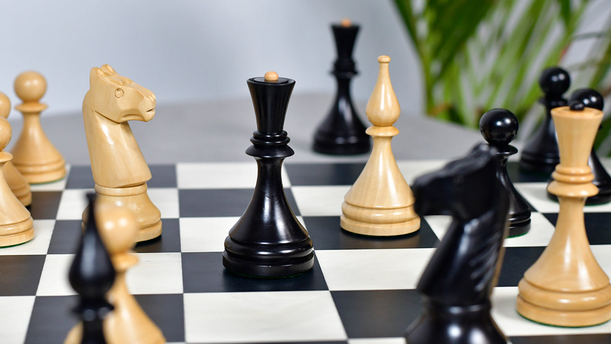 1961 Soviet Championship Baku Chess Pieces in Ebonized / Box wood - 4.05 King