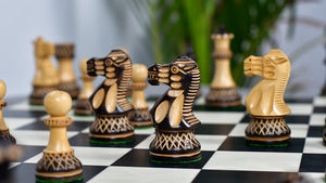 Burnt Blazed Series Handcarved Chess Pieces in Burnt Box Wood - 3.8" King - Best Seller