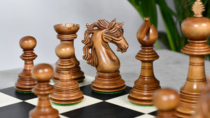 American Adios Series Luxury Chess Pieces in Distressed Boxwood & Ebony Wood - 4.4" King