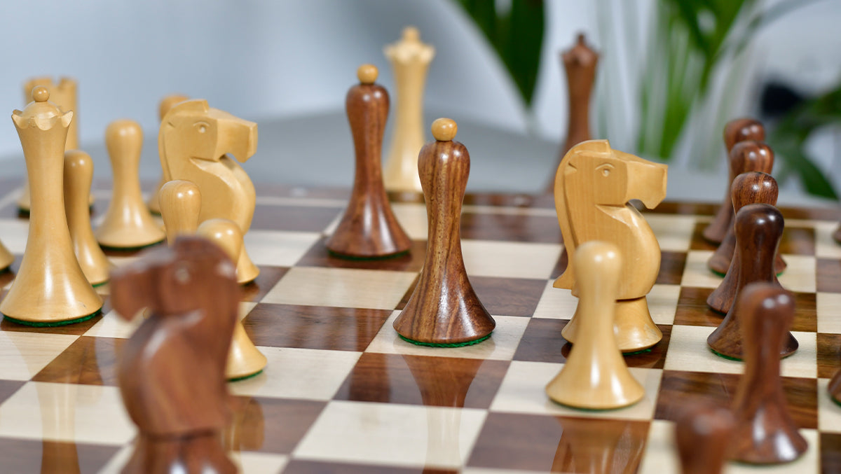 Minimalist Soviet-Style Chess Pieces In Sheesham & Boxwood - 3.7” King