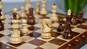 Traditional Russian Zagreb Wooden Chess Pieces in Sheesham & Natural Boxwood - 3.1" King