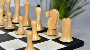 Minimalist Soviet-Style Chess Pieces In Ebonized & Boxwood - 3.7” King