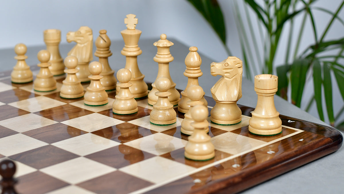 French Lardy Exclusive Weighted Chess Pieces in Sheesham Wood / Box wood - 3.75" Extra Queens