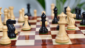 Canadian Staunton Series Chess Pieces in Ebonized Boxwood /Natural Boxwood - 3.3" King