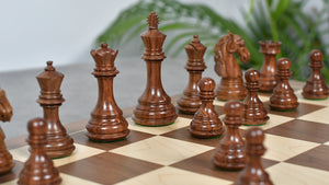 3.8" New Columbian Staunton Series Chess Pieces in Sheesham Wood & Boxwood - 1100 grams