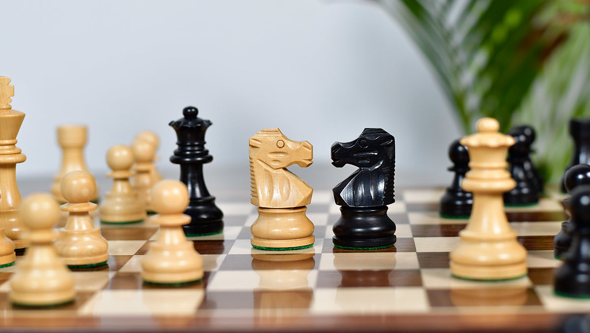 French Lardy Exclusive Wooden Chess Pieces – Handcrafted Ebonized & Boxwood | 3" King with Extra Queen