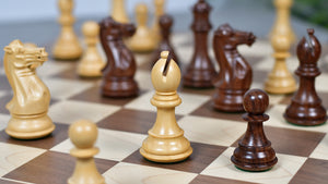 The Honour of Staunton (HOS) Series Weighted Chess Pieces in Sheesham & Natural Boxwood - 4.0" King