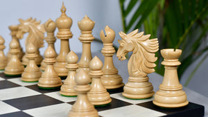 The Sher-E-Punjab Series Chess Pieces in Ebony Wood / Boxwood - 4.6" King