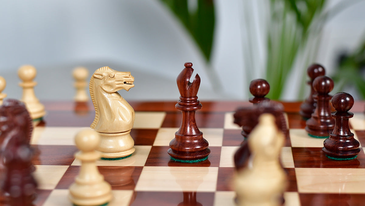 Classic 101 Staunton Series Club Size Weighted Chess Pieces in Bud Rosewood & BoxWood - 3.0" King
