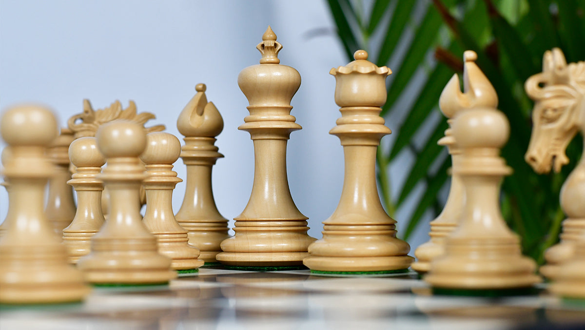 The Arabian Knight Series Artisan Staunton Luxury Chess Pieces in Ebony & Boxwood - 4.2" King