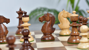 Vintage Series Original Austrian Coffee House Old Vienna Chess Pieces in Sheesham Wood and Boxwood V2.0- 3.75" King