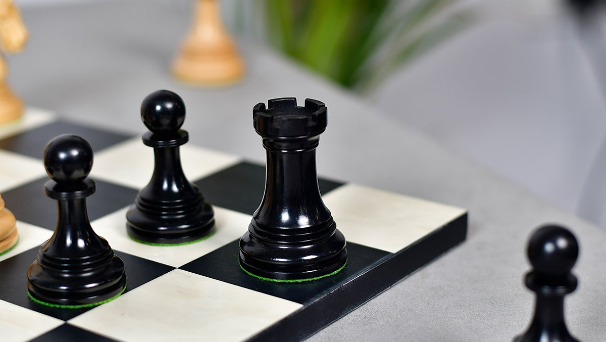 California Chrome Staunton Series Luxury Chess Pieces Version 2.0 in Ebony / Boxwood - 4.25" King