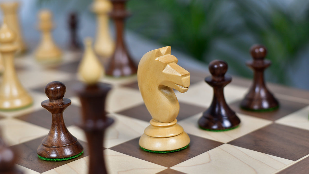 1950s' Soviet Russian (Queen' Gambit Series) Latvian Chess Pieces in Sheesham & Natural Boxwood - 4.1" King