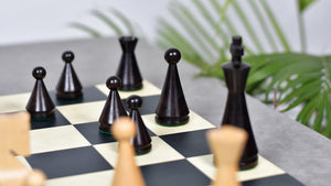 4.09" Classic Series Cone Shaped Chess Pieces in Ebonized Boxwood & Natural Boxwood - 940 Grams