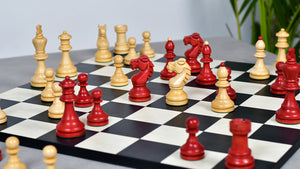 Special Edition Reproduced Vintage 1950's Circa Bohemia Staunton Series German Chess Pieces in Stained Crimson Boxwood - 3.89" King