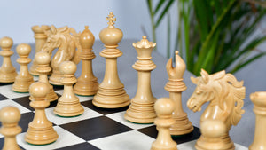 Crown Heritage Series Luxury Chess Pieces in Ebony Wood & Natural Boxwood 4.3” King