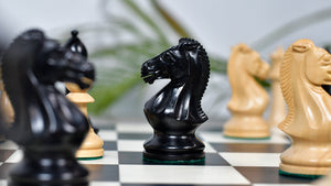 GM Blitz Edition Staunton Series Chess Pieces in Ebony Wood & Natural Boxwood - 3.75" King