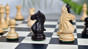 Fierce Knight (Queens's Gambit Series) Staunton Wooden Chess Pieces in Indian Ebonized Wood & Box Wood - 3.5" King