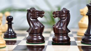 Pro Staunton Series Tournament Weighted Chess Pieces in Indian Rosewood and Boxwood - 3.8" King