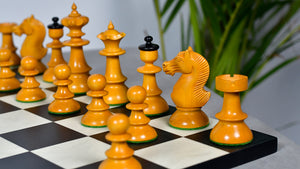 Reproduced Vintage Series Original Austrian Coffee House Old Vienna Chess Pieces in Ebonized and Antique Boxwood V2.0- 3.75" King