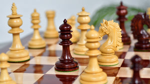 The Artisan Knight Handcrafted Luxury Wooden Chess Pieces In Bud Rosewood & Natural Boxwood - 4.4" King