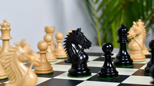 The Bridle Series Luxury Triple Weighted Chess Pieces in Ebony Wood / Boxwood - 4.2" King