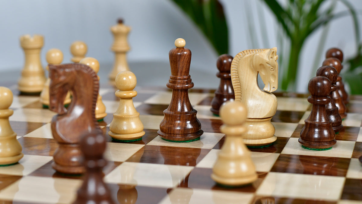 1959 World Chess Championship Old Russian Zagreb Chess Pieces - Sheesham Wood & Boxwood - 3.8" King