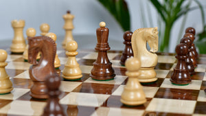1959 World Chess Championship Old Russian Zagreb Chess Pieces - Sheesham Wood & Boxwood - 3.8" King