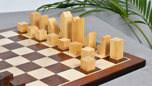 1966 F. Lanier Graham Chess Pieces - Minimalist Design in Sheesham & Boxwood - 2.79" King