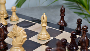 American Bridle Triple-Weighted Chess Pieces with Extra Queen - Handcrafted in Rosewood & Boxwood 4.2" King